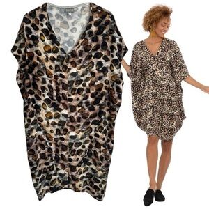 Niche Nilgun Derman Sage Tunic Dress Safari Print Lagenlook Dress SZ S
